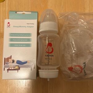 LacTeck Pump2Baby Bottle (1 bottle, 4oz, 0m+) and SleepyMommy adapter sets